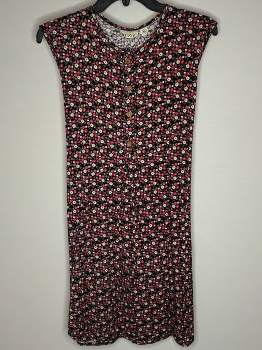 Mixie Multicolor Floral Button Front Midi T-Shirt Sundress Women's Medium USA